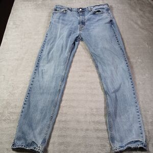 Levis Mens 38x34 505 Regular Fit Straight Jeans Light Wash Blue Denim Skater 38